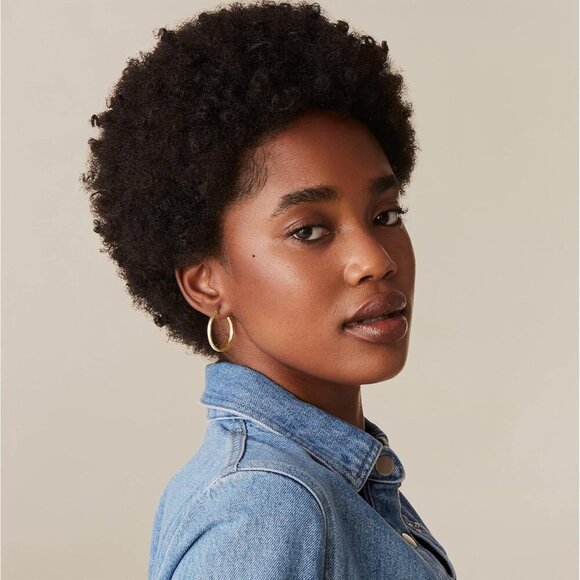 Yellow & White Gold Post Lightweight 20mm Hypoallergic Hoops Earrings for Women - Picture 5 of 6